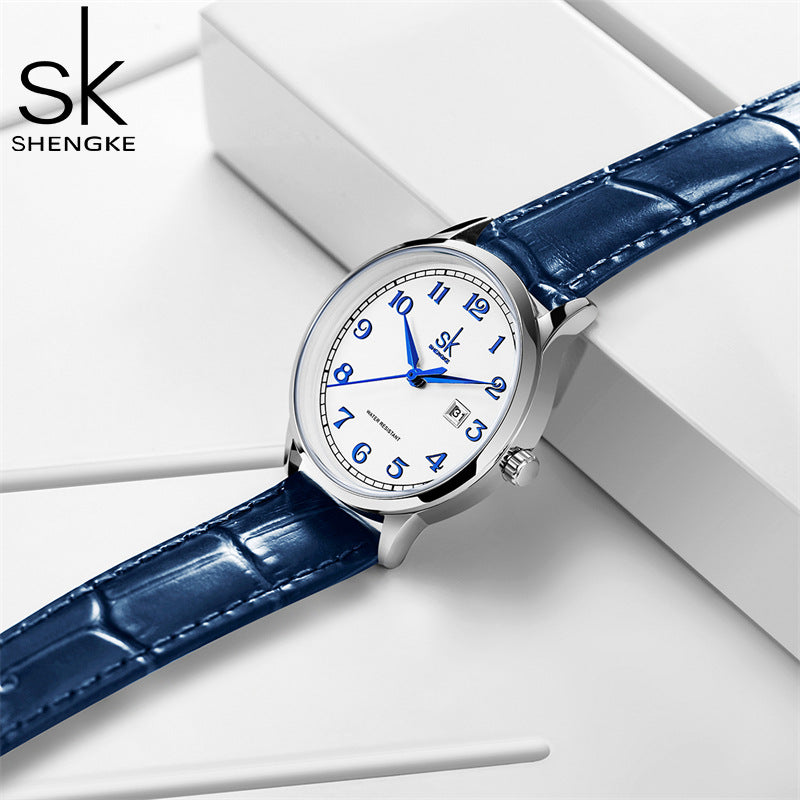 SK Women’s Quartz Watch – Waterproof Elegant Band, Classic Design with Calendar