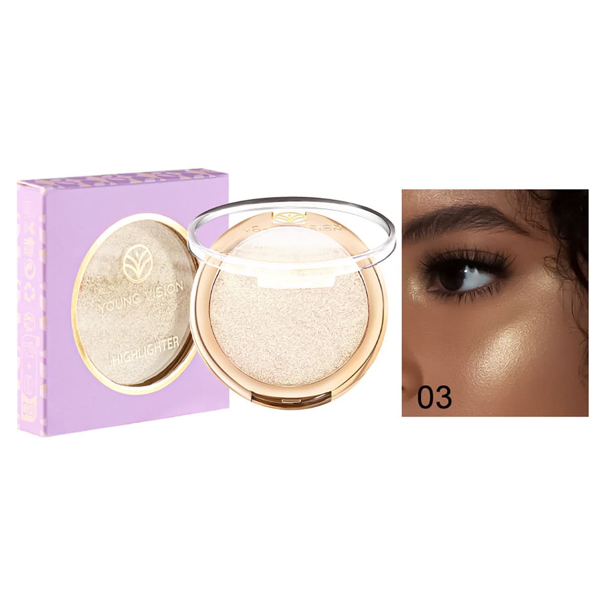 YOUNG VISION Baked Highlighter Powder – Brightening & Contouring, Polarized Glow