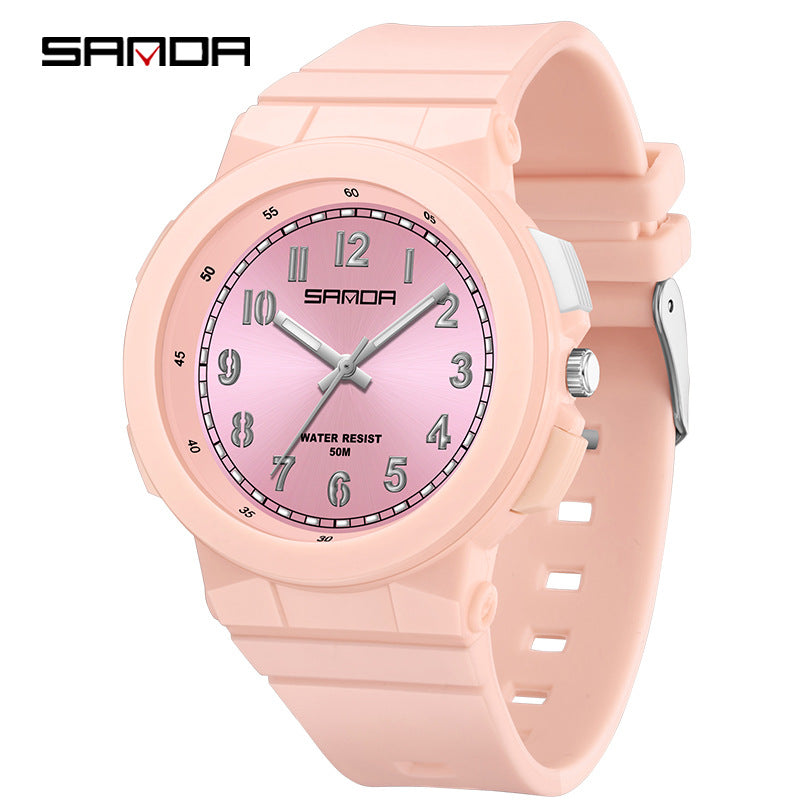 Sanda Colorful Light Watch – Waterproof Luminous Quartz Watch for Students and Kids