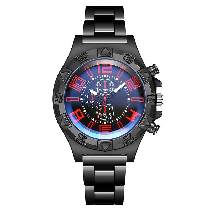 Men’s Luminous Quartz Sports Watch, Steel Band