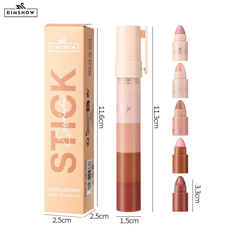DIMSHOW 5-Color Eyeshadow Stick Set – Waterproof, Pearlescent & Matte, Easy Blend