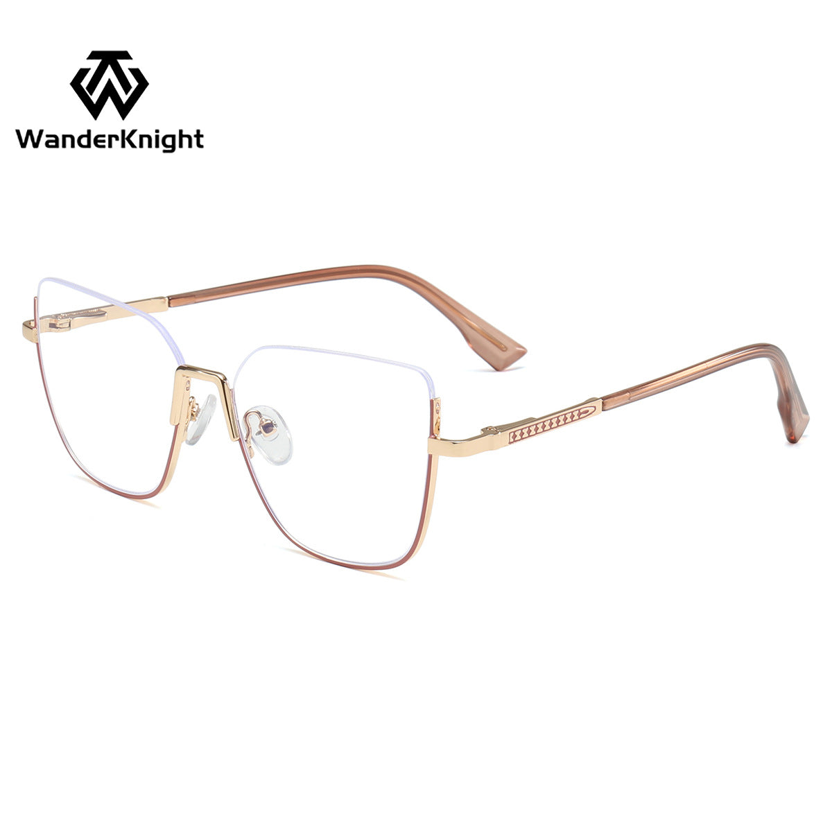 Rectangular Blue Light Glasses for Women – Thin Metal Half-Frame Myopia Eyewear