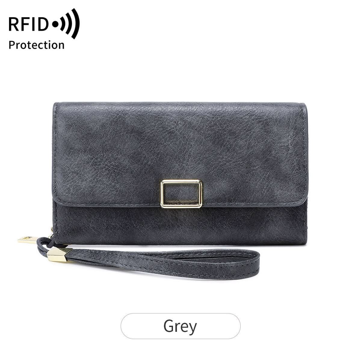 Women's RFID Blocking PU Leather Tri-Fold Wallet – Retro Clutch Bag