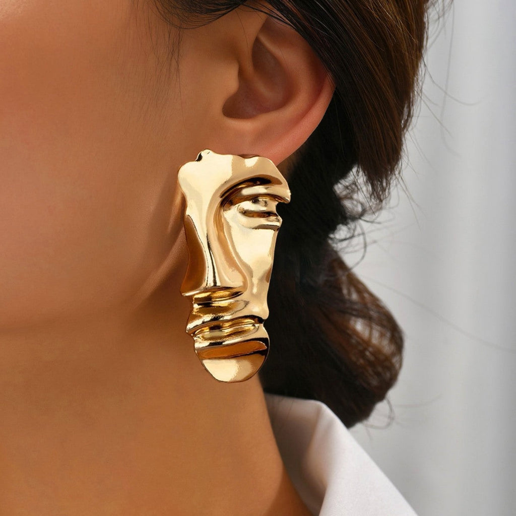 Women’s Statement Earrings – Alloy Abstract Human Face Design