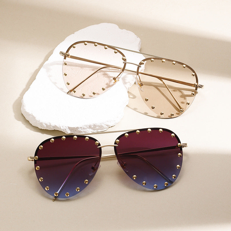 Retro Aviator Rivet Sunglasses for Men & Women | UV-Protective Trendy Eyewear