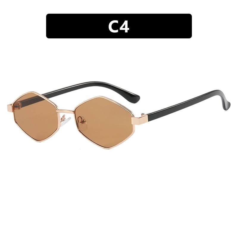 Diamond-Shaped Sunglasses – Street Style Full-Frame Metal, UV400 Sun Protection