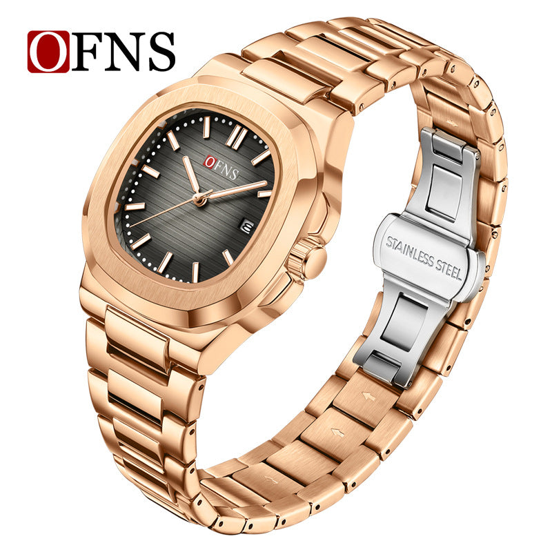 OFNS Men’s Quartz Watch – Waterproof Business Timepiece with Steel Strap