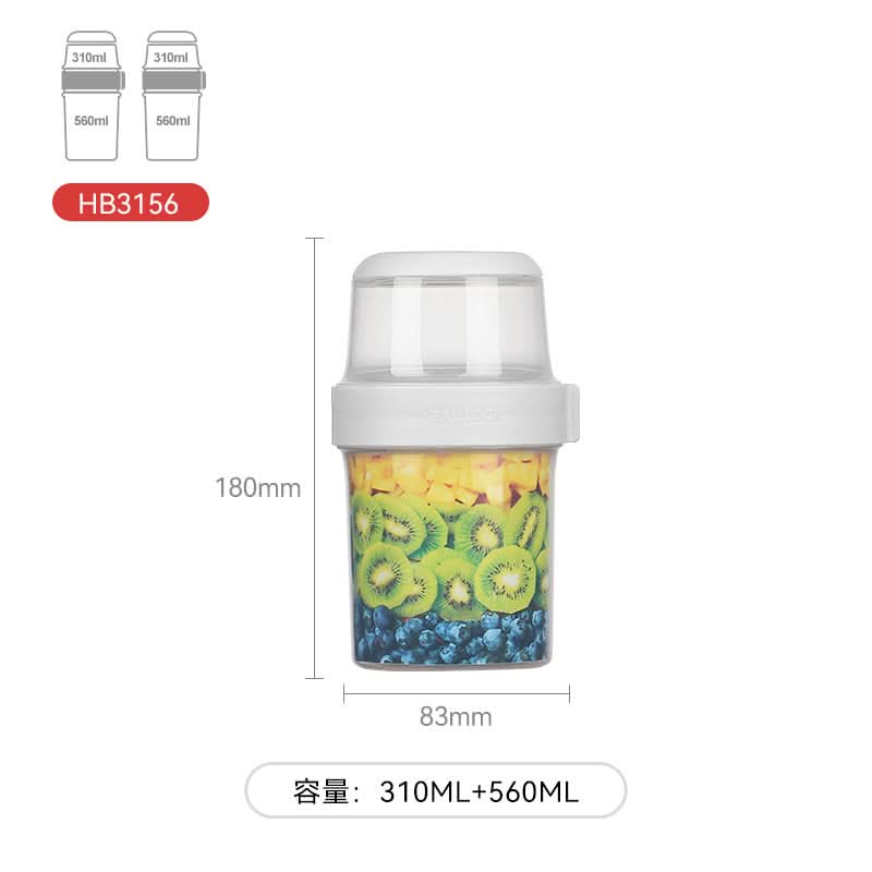 Microwave-Safe Double-Layer Salad & Oatmeal Cup – Container with Sealed Lid