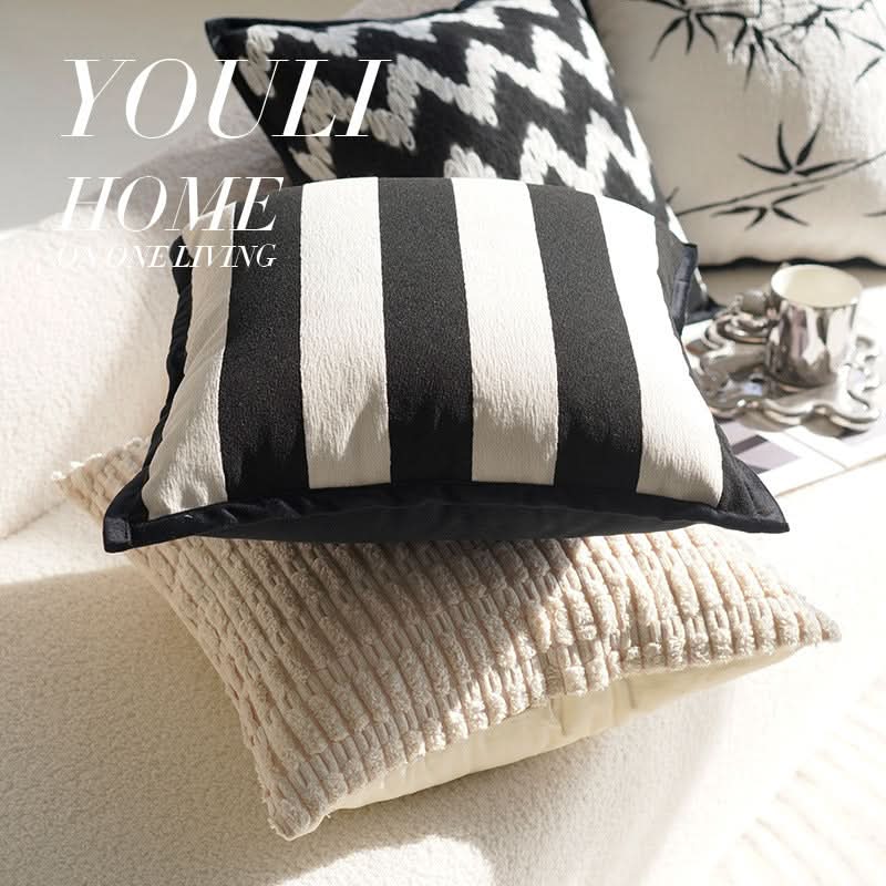Black Light Luxury Vintage Embroidered Pillowcase
