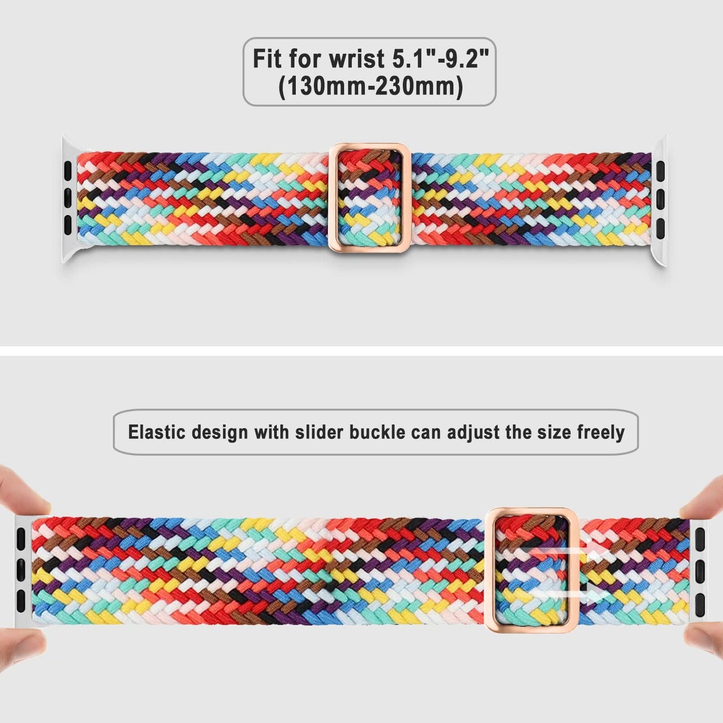 Adjustable Woven Nylon Band for Apple Watch –With Buckle, 38mm-49mm (Only Strap)