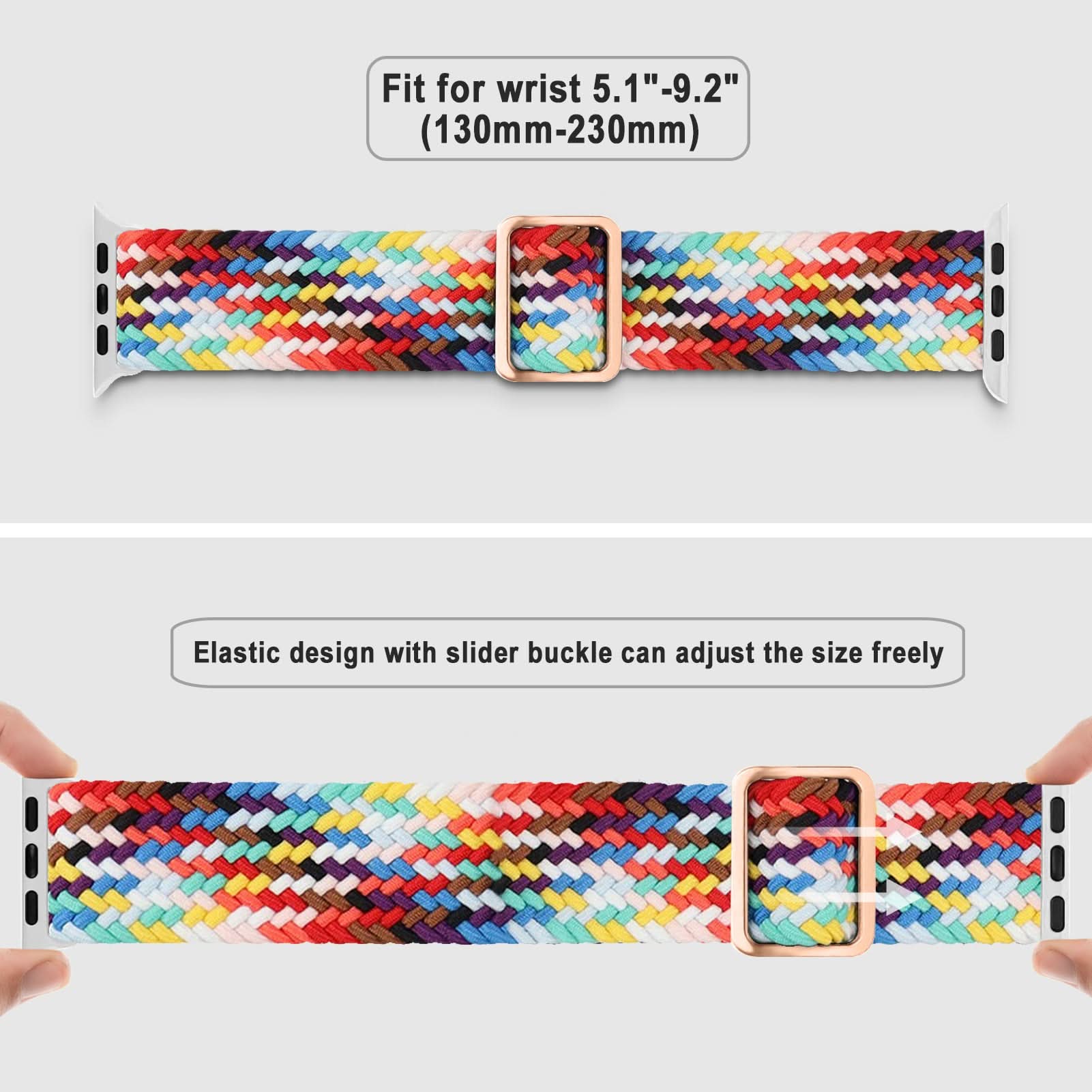 Adjustable Woven Nylon Band for Apple Watch –With Buckle, 38mm-49mm (Only Strap)
