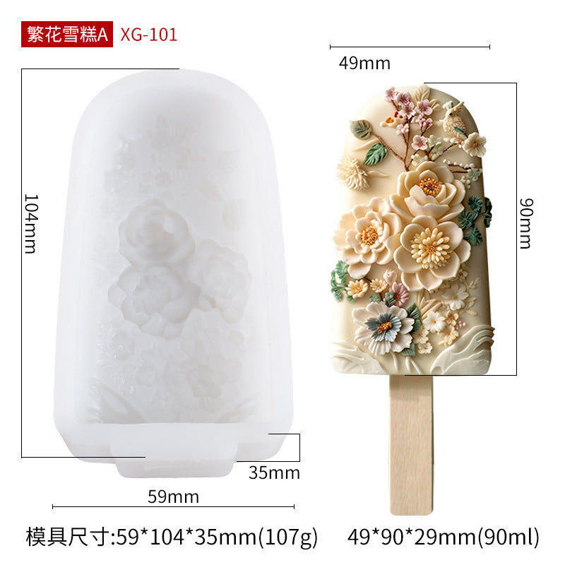 Floral Silicone Ice Cream Mold – Food-Grade DIY Popsicle Maker for Creative Desserts