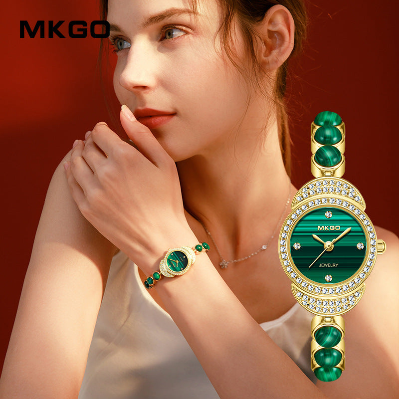 MKGO Women’s Quartz Watch – Classic Green Waterproof Fashion Bracelet Watch