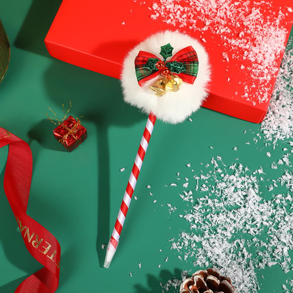 Pack of 2 Christmas Snowman Ballpoint Pens – Cute Plush Gift Stationery