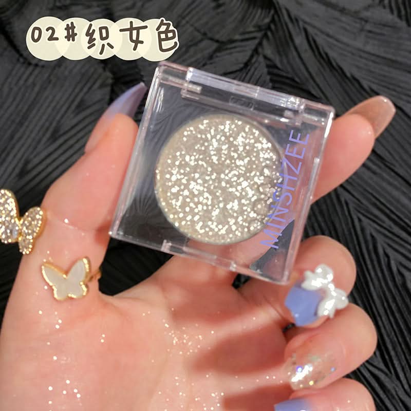 MINSHZEE Pearlescent Glitter Eyeshadow – Single Shade, Long-Lasting & Highly Pigmented