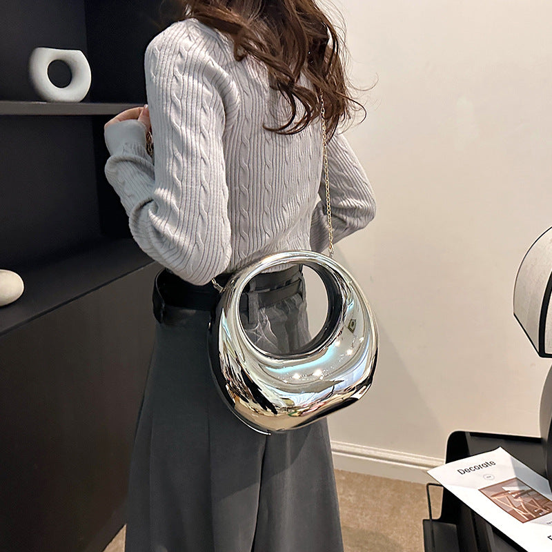 Large Acrylic Crescent Handbag – Trendy Moon-Shaped Evening Shoulder Bag for Women