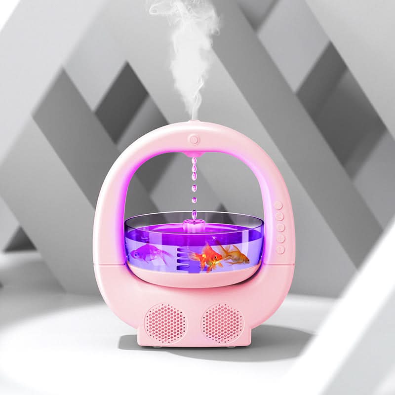 Anti-Gravity Humidifier with Bluetooth Speaker & LED Fish Tank – USB-Powered