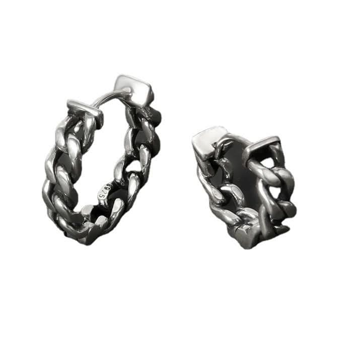 Men’s Minimalist Silver Hoop Earrings – Punk Hip-Hop Fashion