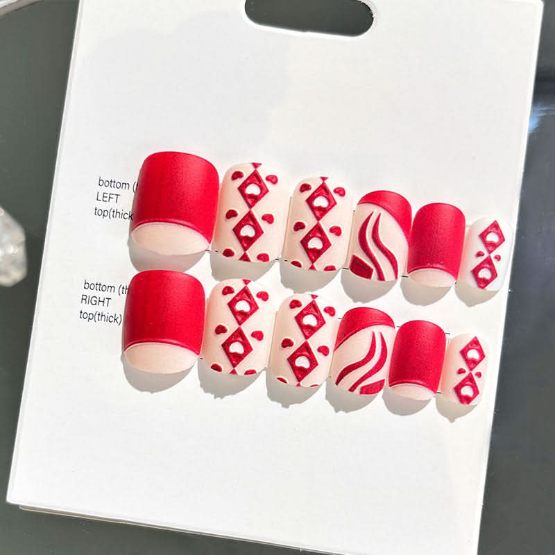 Wearable Embossed Short Bride Nail Art – Finished 3D False Nail Stickers