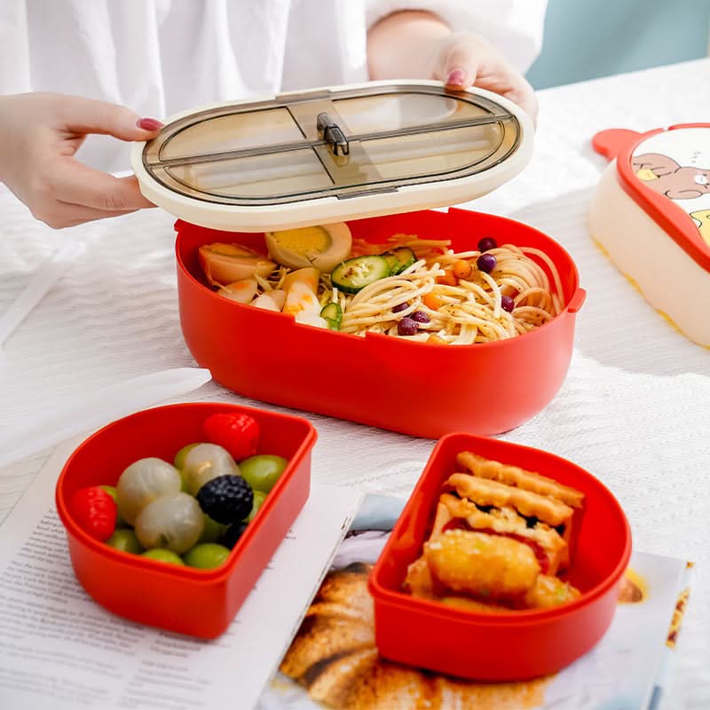Cute Double-Layer Microwave-Safe Bento Box for Kids