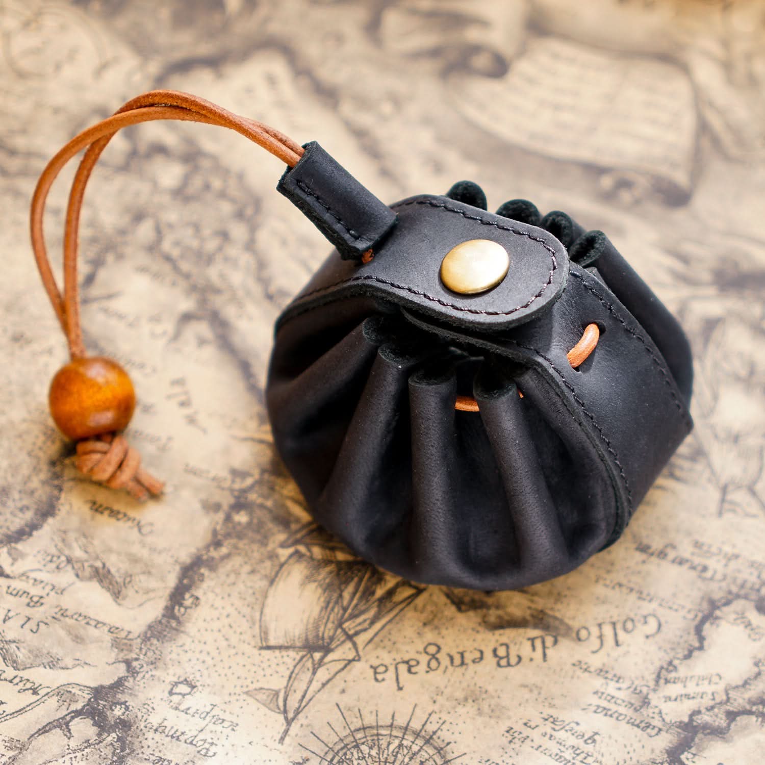 Leather Drawstring Coin Purse for Men & Women
