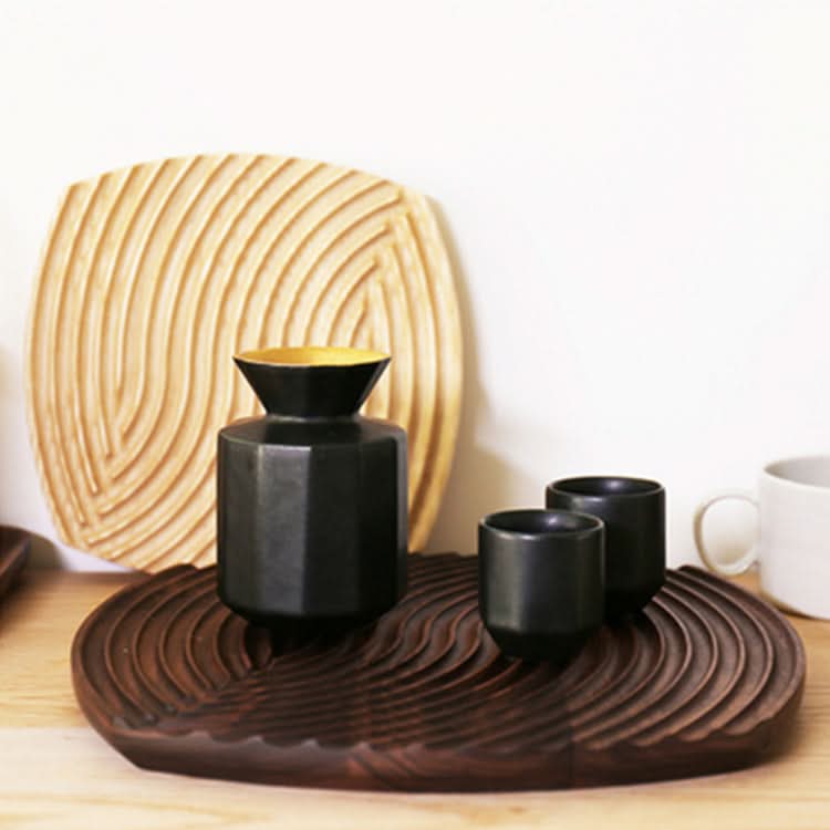 Japanese Style Water Ripple Wooden Tray - Aromatherapy & Storage