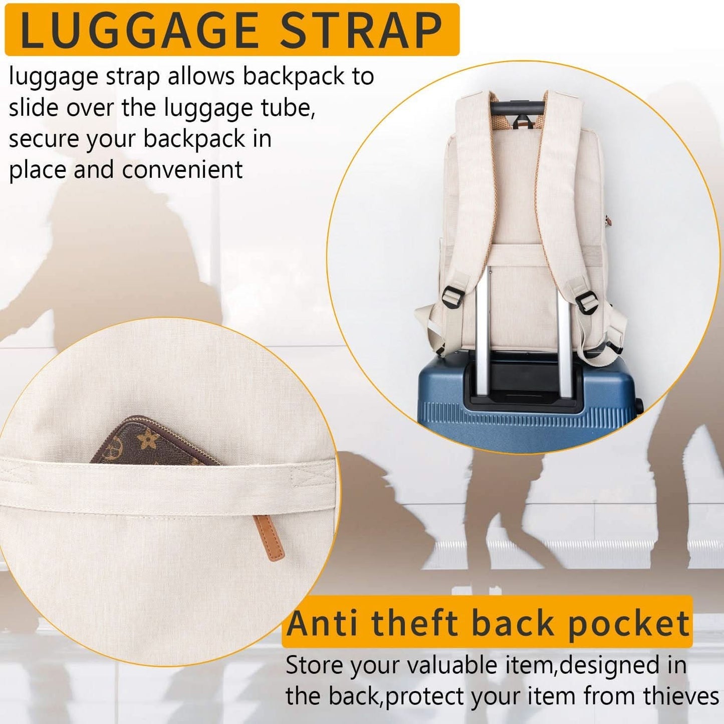 Unisex Business Travel Backpack - 15-inch