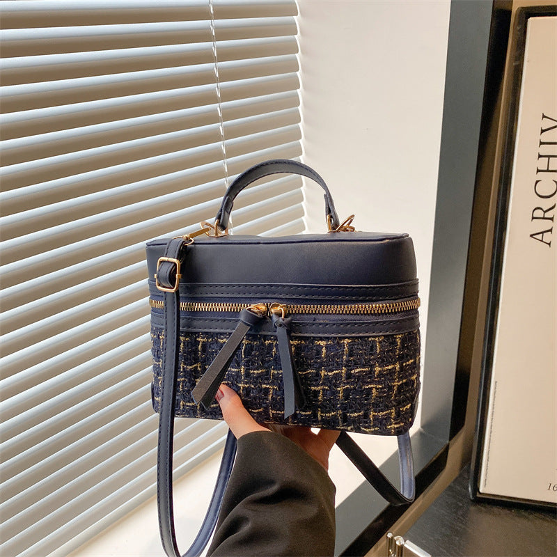 Classic Small PU Box Handbag – Casual Plaid Shoulder Crossbody Bag for Women