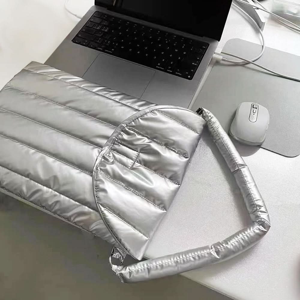 Waterproof Shockproof Nylon Laptop Sleeve Bag - Silver
