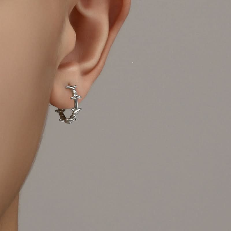 Men’s Thorn Vine Hoop Earrings – Hip-Hop Ear Cuff Buckle