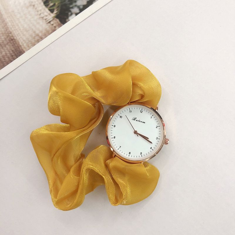 Girls’ Korean Scrunchy Strap Quartz Watch – Fashion Digital Dial