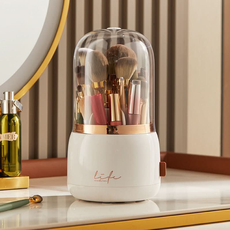 Luxury Makeup Brush Storage Bucket - Rotating Dustproof Organizer