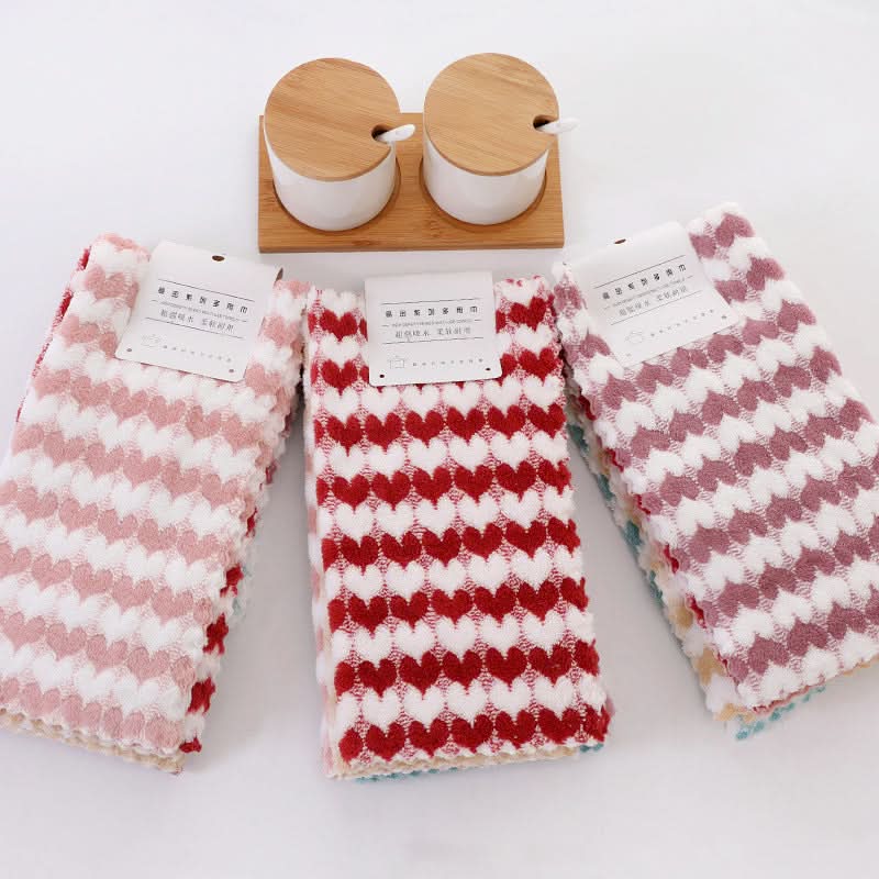 1 Set Coral Fleece Absorbent Hand Towels - 30x30