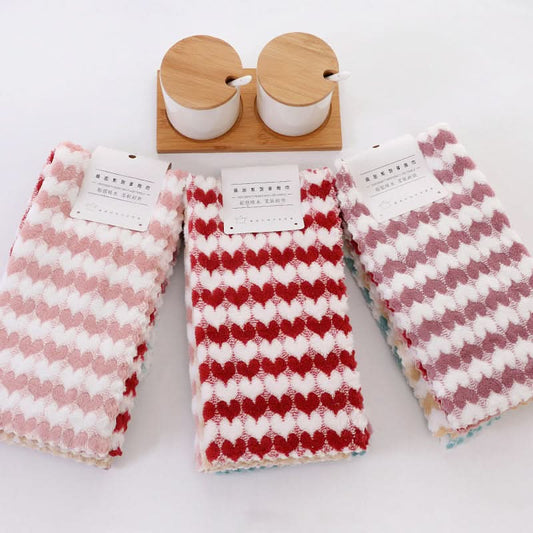 1 Set Coral Fleece Absorbent Hand Towels - 30x30