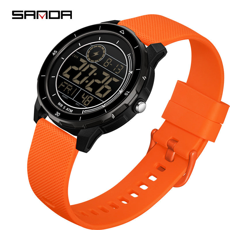Sanda Men’s Sports Digital Watch – Multifunctional, Silicone Strap, Outdoor Student Watch