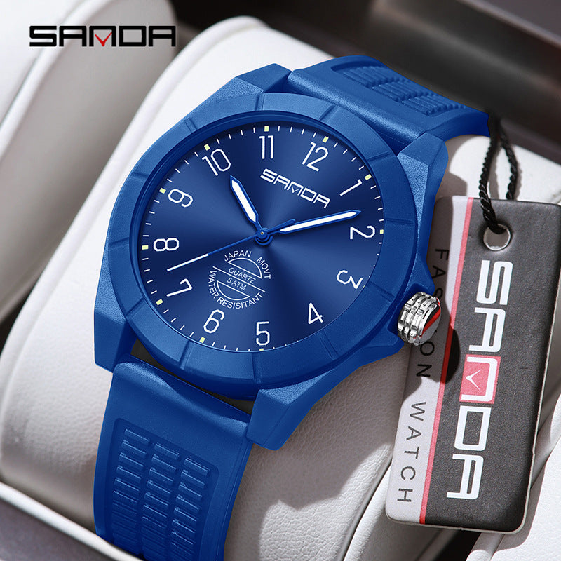 Sanda Luminous Waterproof Quartz Watch – Fashion Student Casual Wristwatch