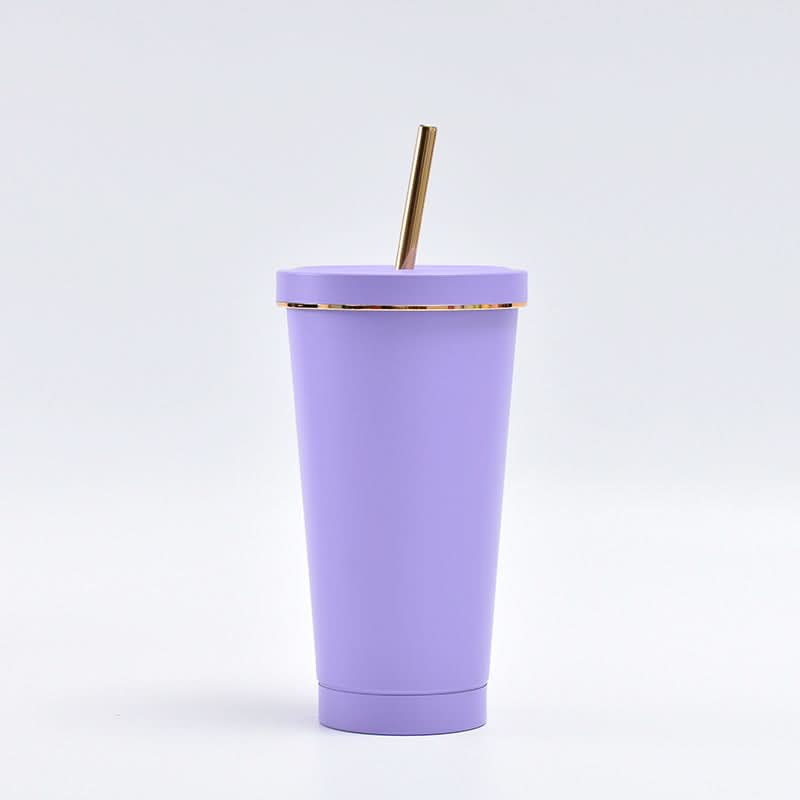 Stainless Steel Vacuum Insulated Coffee Tumbler with Straw – Double-Layer