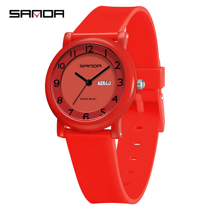 Sanda Kids Quartz Watch – Waterproof Dual Calendar Analog Watch for Students