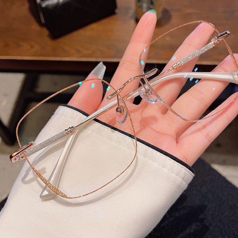 Frameless Anti-Blue Light Myopia Glasses – Fashion Commuting Square Eyewear for Adults