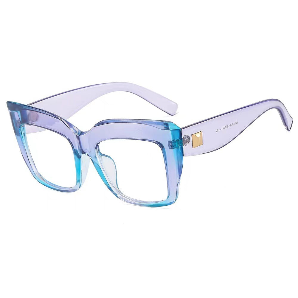 Women's Colorful Cat-Eye Square Glasses – Oversized Anti-Blue Light Frames