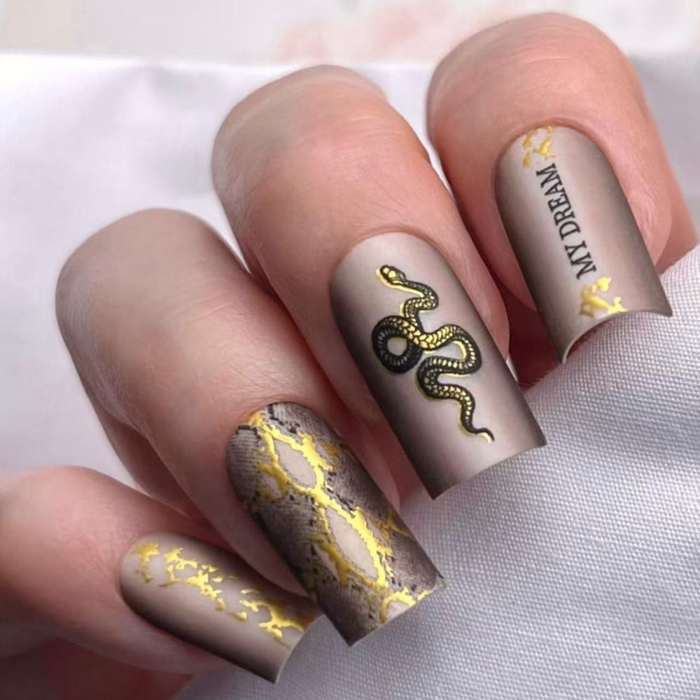 Lavender Snake Print Press-On Nails – Square Acrylic False Nails