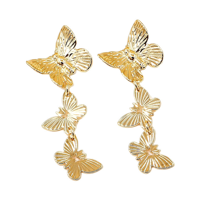 Women’s Butterfly Earrings – Gold Alloy Nature-Inspired Statement Jewelry