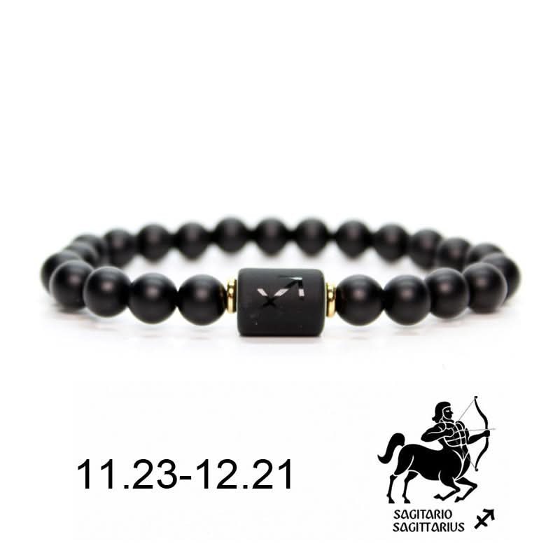12 Constellations Black Agate Bracelet – Unisex Zodiac Bracelet