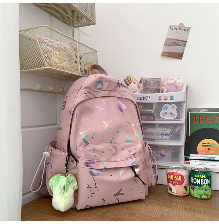 Unisex Lightweight Printed School Backpack – Trendy Bag with Wide Straps