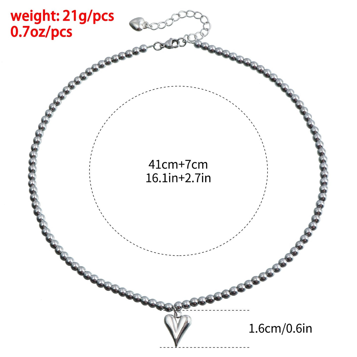 Silver Heart Pendant Necklace – Trendy Titanium Steel Clavicle Chain for Women