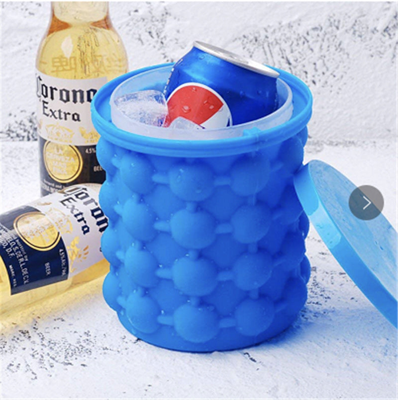 Silicone Ice Cube Maker & Bucket – Large Round Ice Mold for Drinks, Wine & Cocktails