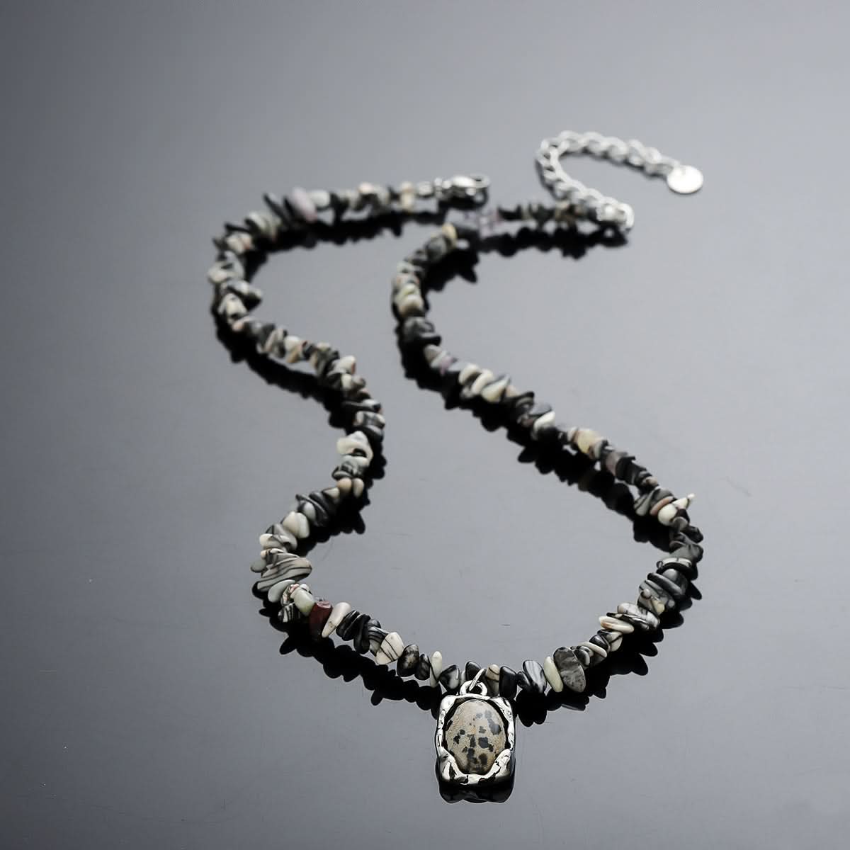Men’s Trendy Irregular Gravel Stone Necklace – Natural Beach Style Jewelry