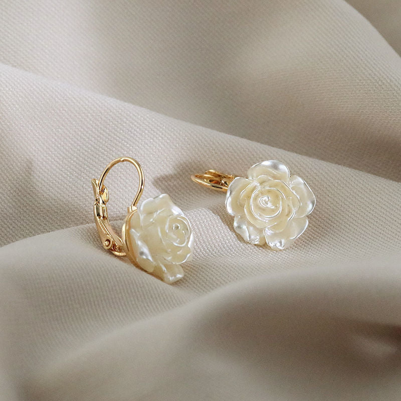Camellia Flower Earrings for Women – Korean Style Light Luxury Jewelry