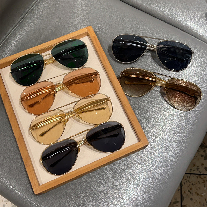 Aviator Metal Double-Bridge Sunglasses | Trendy Unisex Fashion Eyewear for Street Style