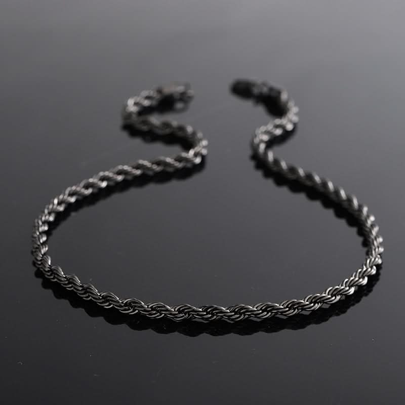 Men’s Black Titanium Steel Twisted Chain Necklace – Minimalist